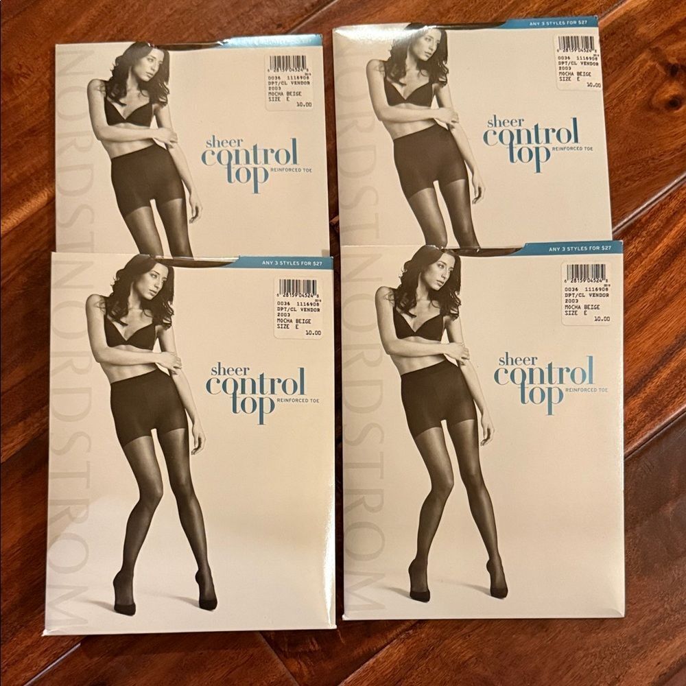 Nordstrom New In Package Sheer Control Top Reinforced Nylons Lot of 4